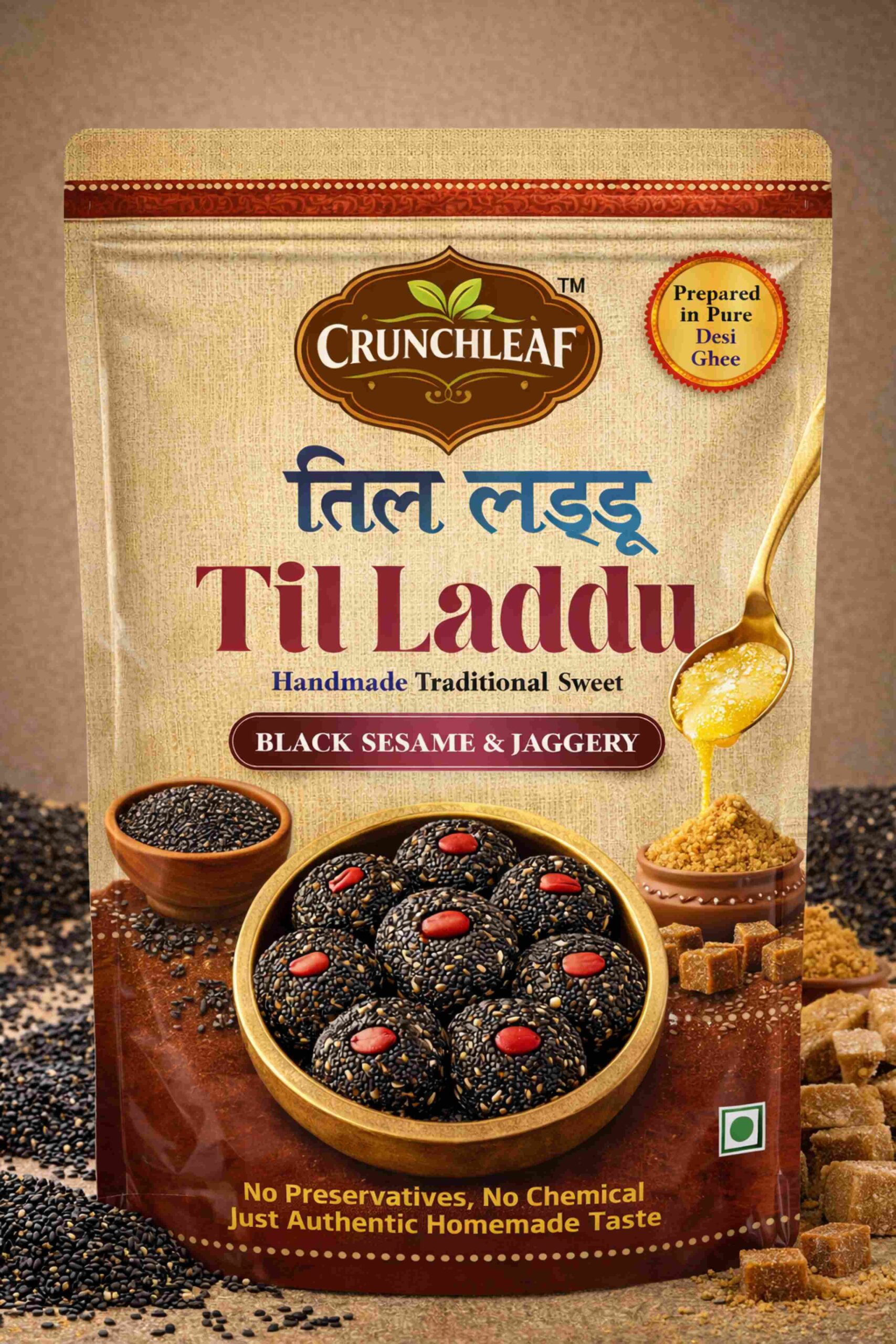 Crunchleaf Black Til Laddu 1 Black Til (Sesame) Laddu 250g - Image 1