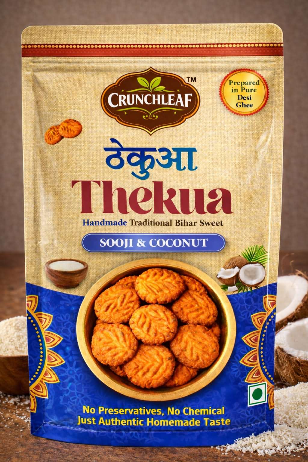 Crunchleaf Sooji Coconut Thekua (1) Sooji & Coconut Thekua 450g - Image 1