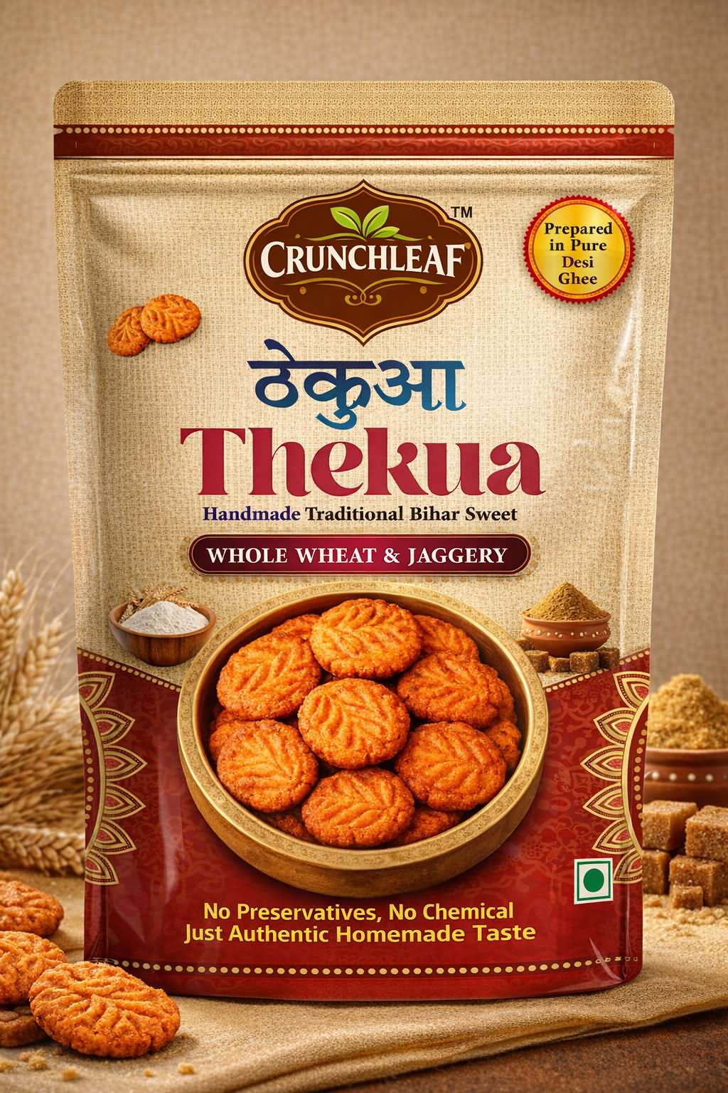 Crunchleaf Wheat Jaggery Thekua1_res (1) Wheat & Jaggery Thekua 450g - Image 1